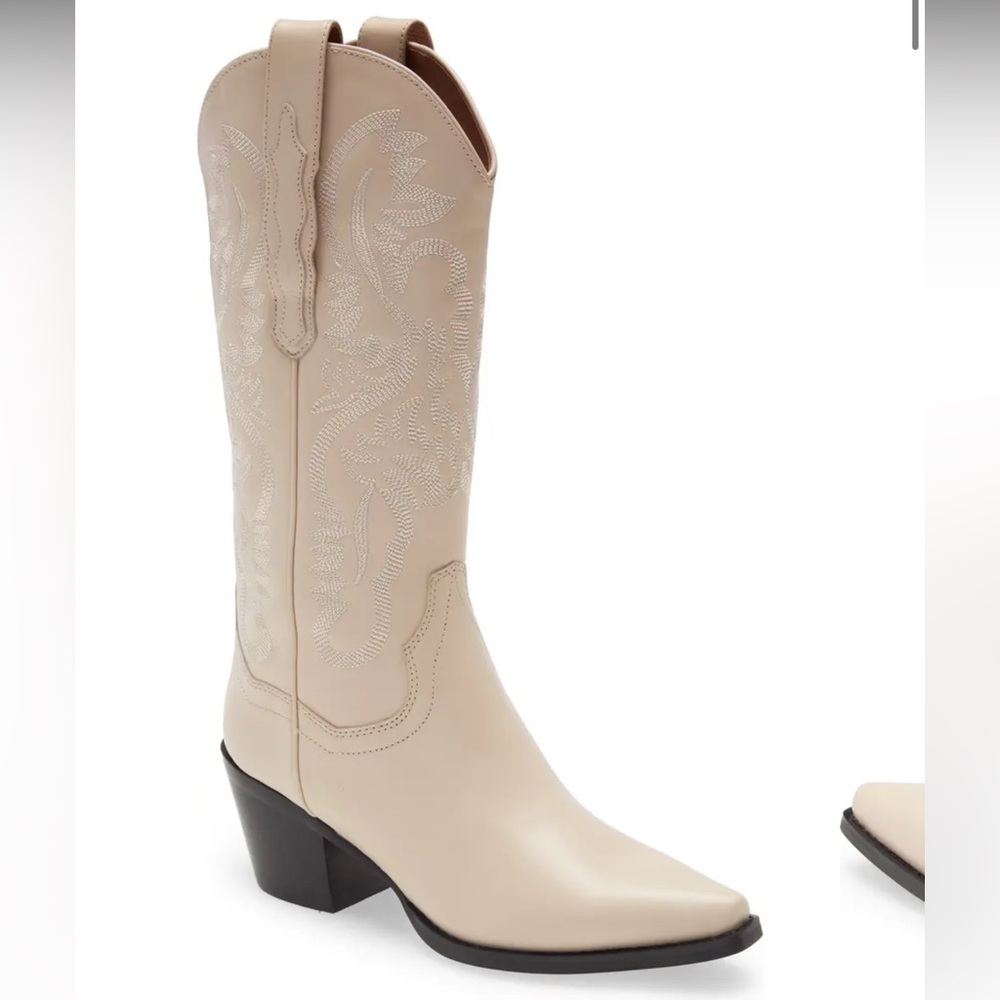 Jeffrey Campbell Dagget Western Boot👢 8 Natural/Black Leather